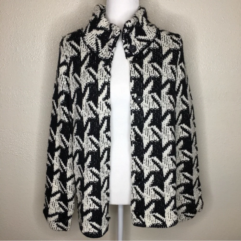 Chico's Wool Blend Black and White Jacket M